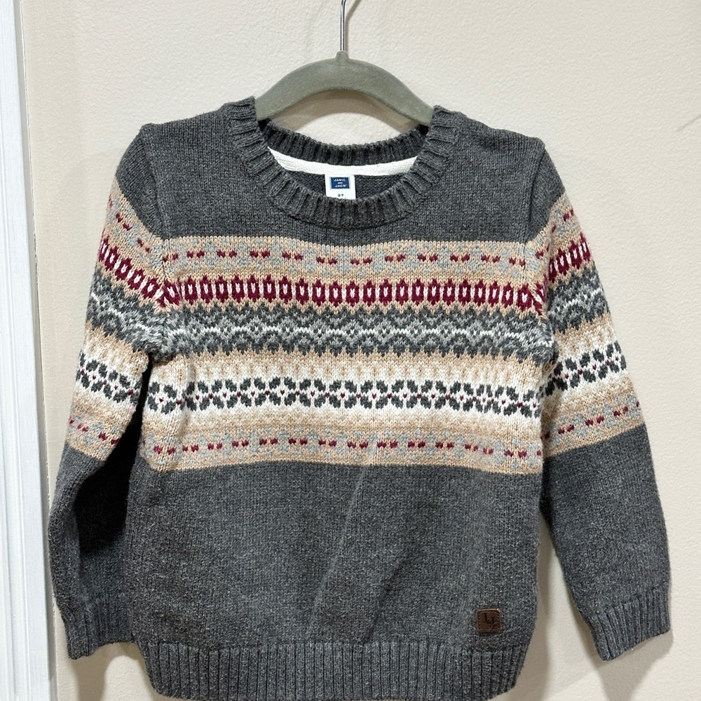 Janie and Jack Gray Fair Isle 2T Boys Sweater